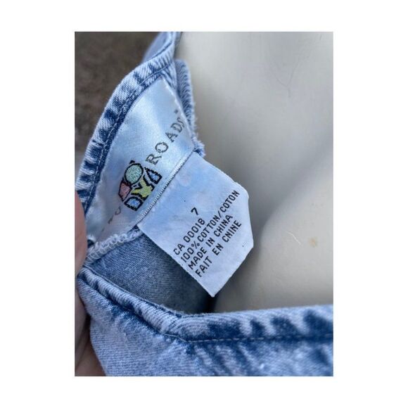 Vintage | 90s Tiered Denim Mini Dress Ruffle Circle Collar Sleeveless Two Roads - Picture 6 of 9